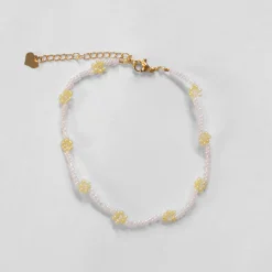 White + Cream Daisy Chain Anklet - Senso
